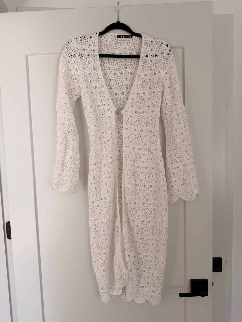 Rotate White Crochet Swim Coverup Kimono size small